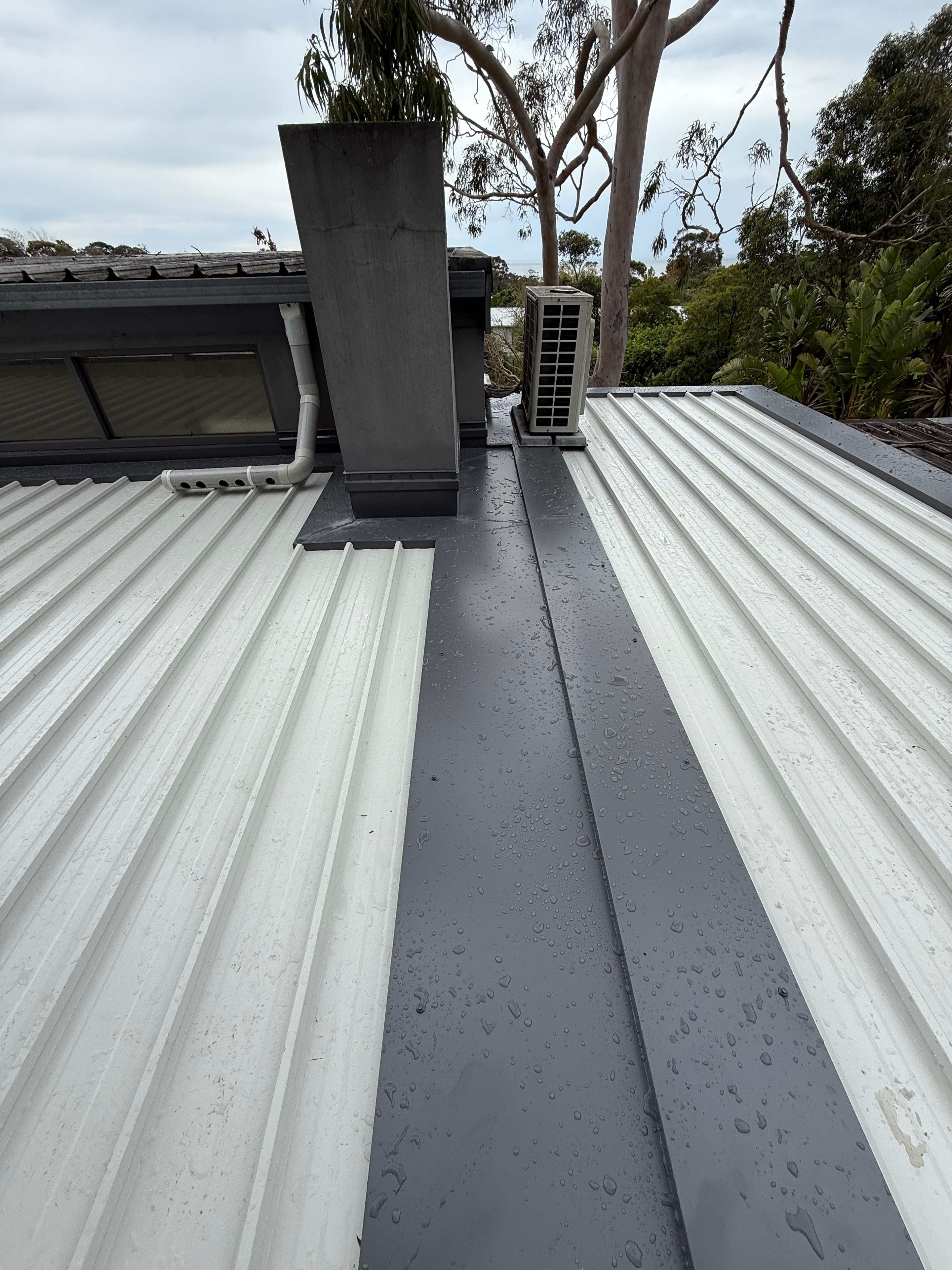 Colorbond wall cladding and gutter detail on residential home