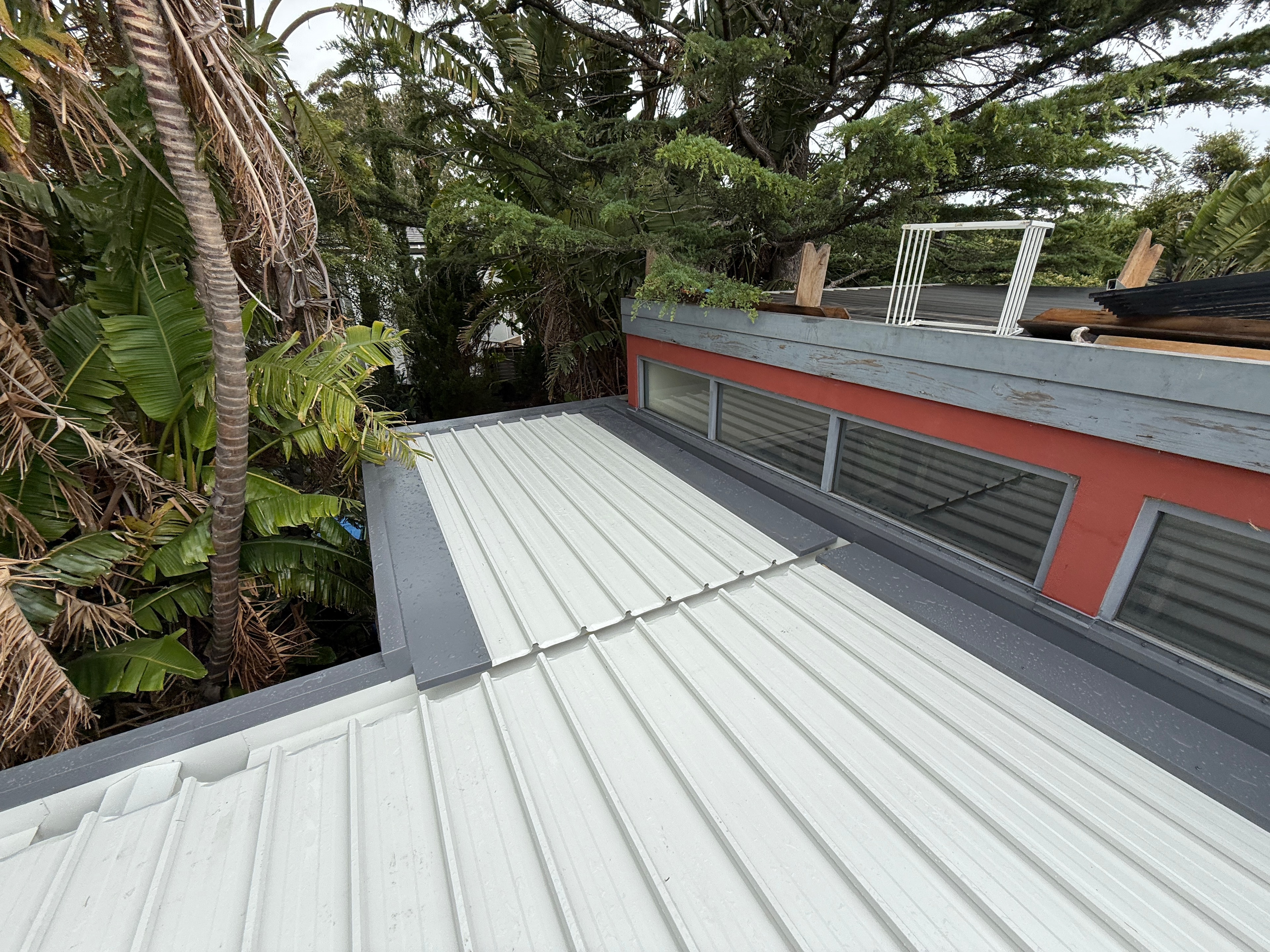 Close-up corrugated metal roofing detail on Melbourne home