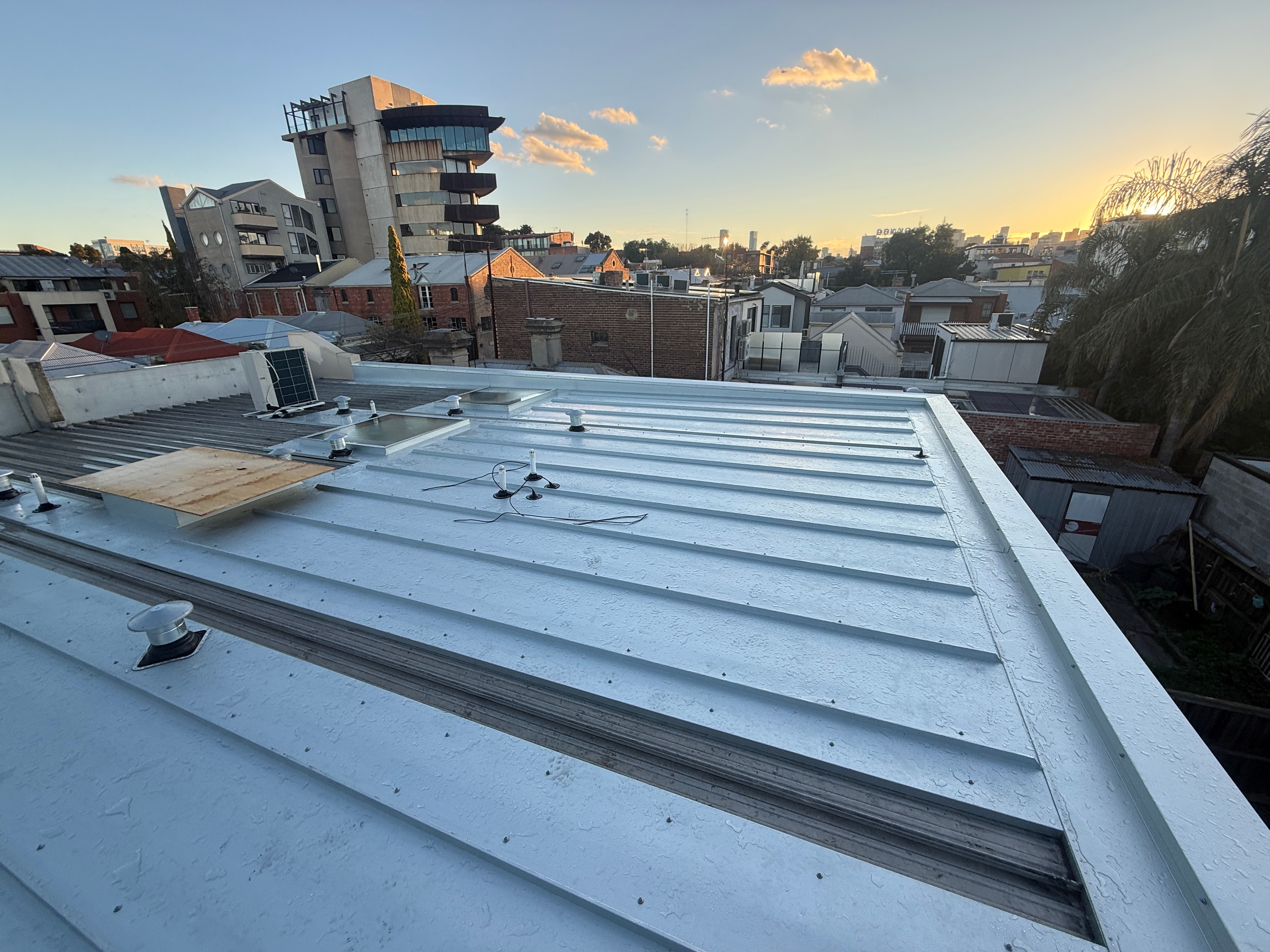 Corrugated iron rooftops across Melbourne neighbourhood